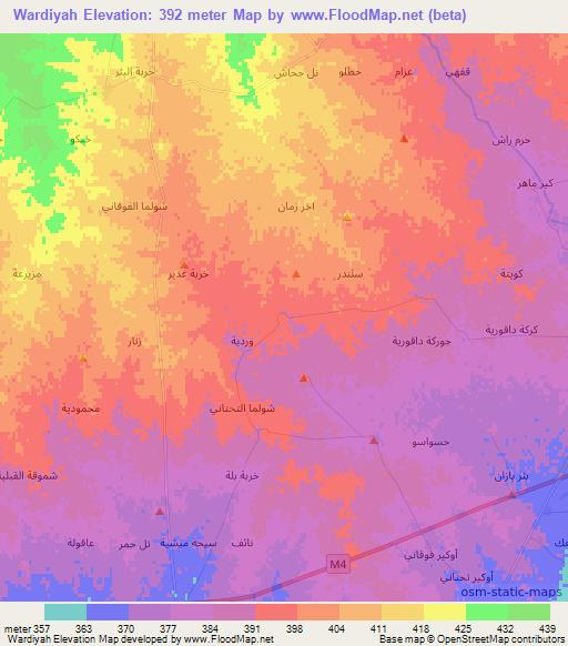 Wardiyah,Syria Elevation Map