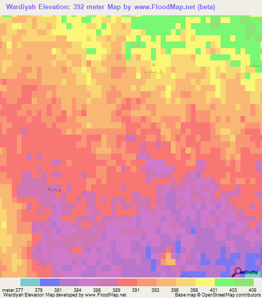 Wardiyah,Syria Elevation Map