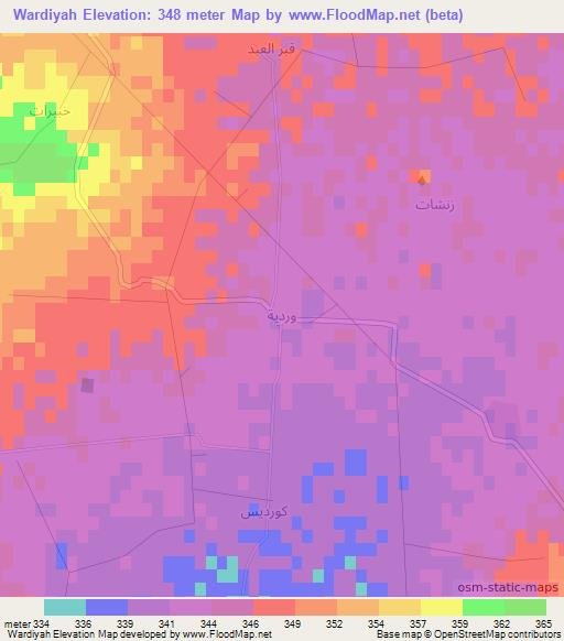 Wardiyah,Syria Elevation Map