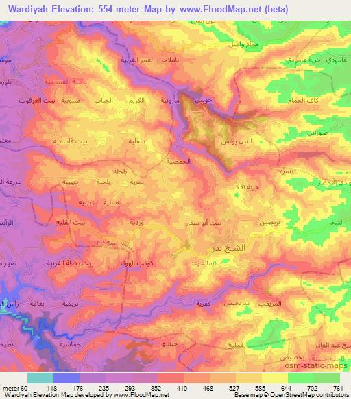 Wardiyah,Syria Elevation Map