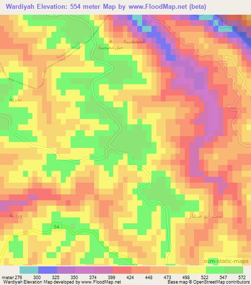 Wardiyah,Syria Elevation Map