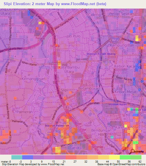 Slipi,Indonesia Elevation Map