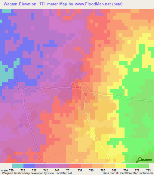 Waqam,Syria Elevation Map