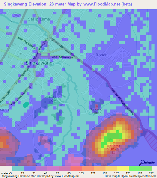 Singkawang,Indonesia Elevation Map