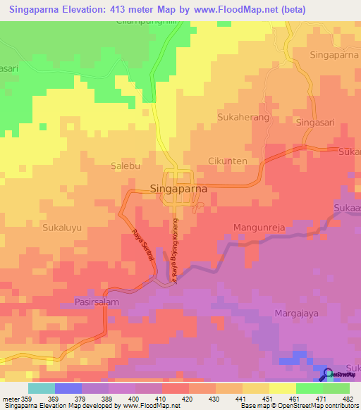 Singaparna,Indonesia Elevation Map