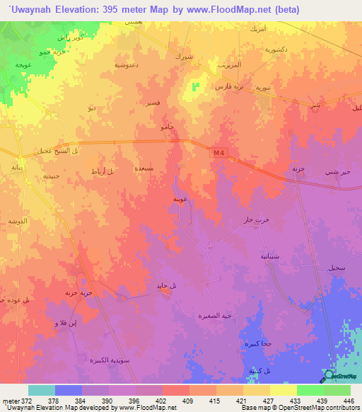 `Uwaynah,Syria Elevation Map