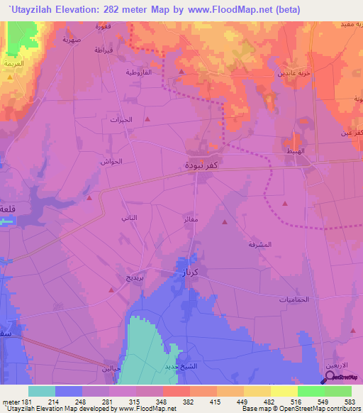 `Utayzilah,Syria Elevation Map