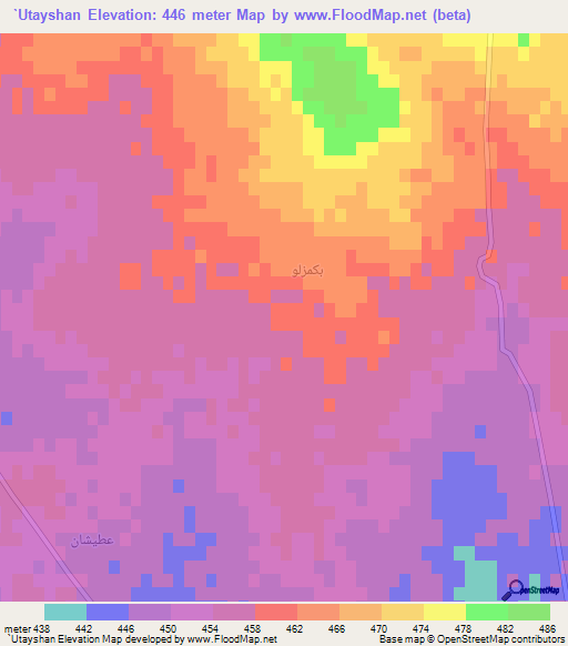 `Utayshan,Syria Elevation Map