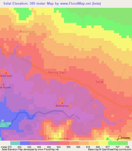 Selat,Indonesia Elevation Map