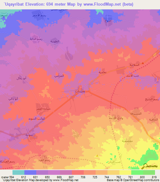 `Uqayribat,Syria Elevation Map