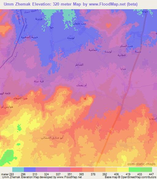 Umm Zhemak,Syria Elevation Map