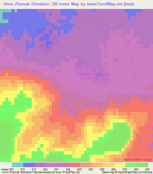Umm Zhemak,Syria Elevation Map