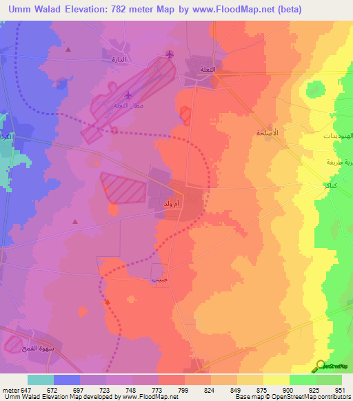 Umm Walad,Syria Elevation Map