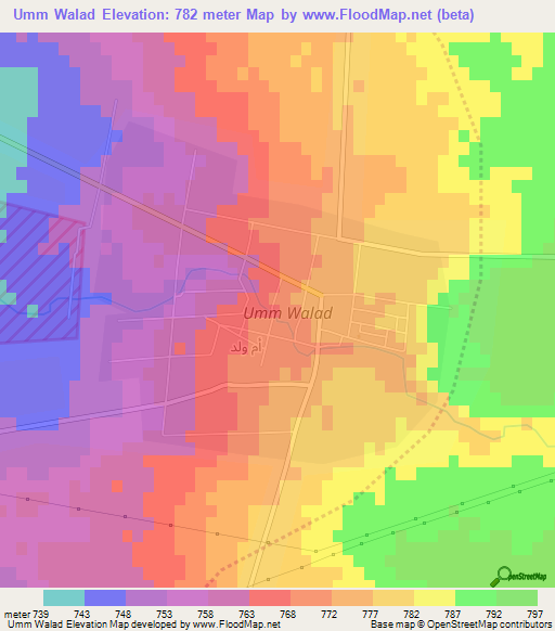 Umm Walad,Syria Elevation Map