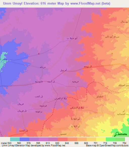 Umm Umayl,Syria Elevation Map