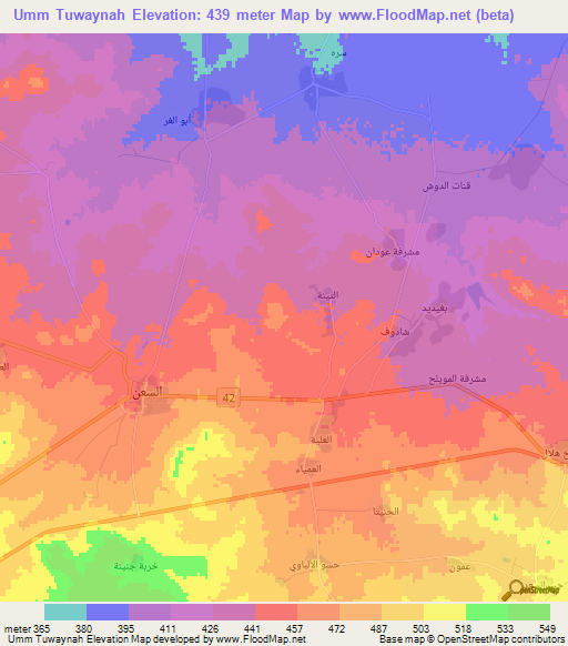 Umm Tuwaynah,Syria Elevation Map