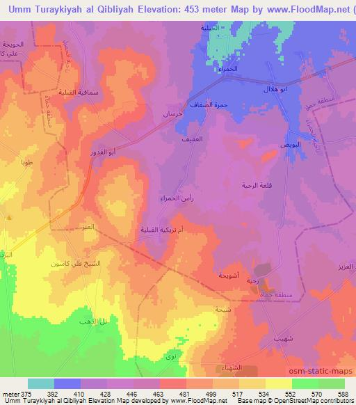 Umm Turaykiyah al Qibliyah,Syria Elevation Map