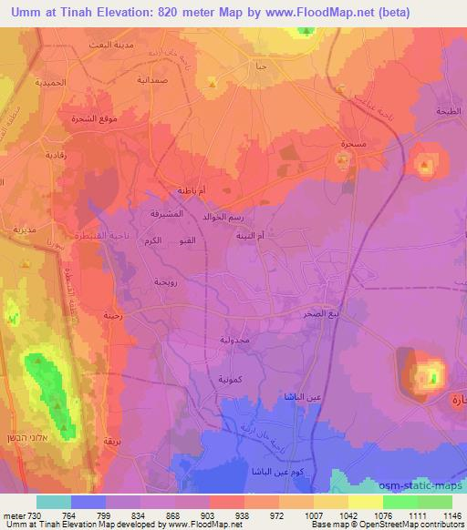 Umm at Tinah,Syria Elevation Map