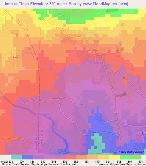 Umm at Tinah,Syria Elevation Map