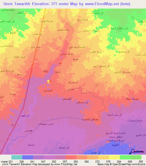 Umm Tawarikh,Syria Elevation Map