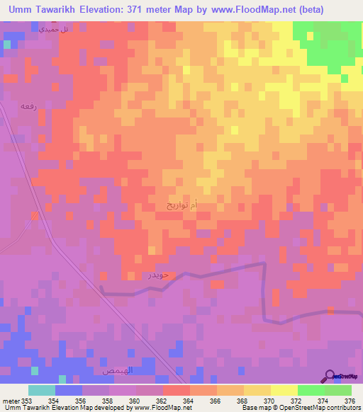 Umm Tawarikh,Syria Elevation Map