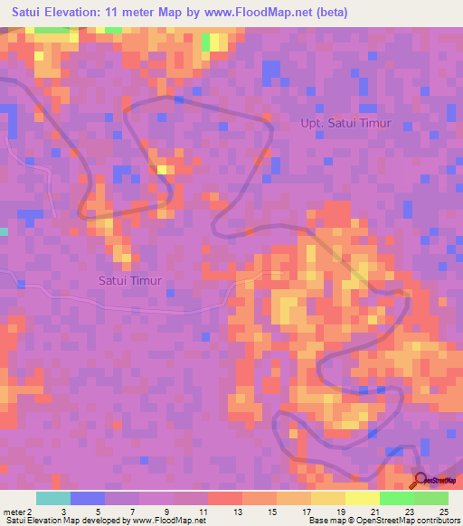 Satui,Indonesia Elevation Map