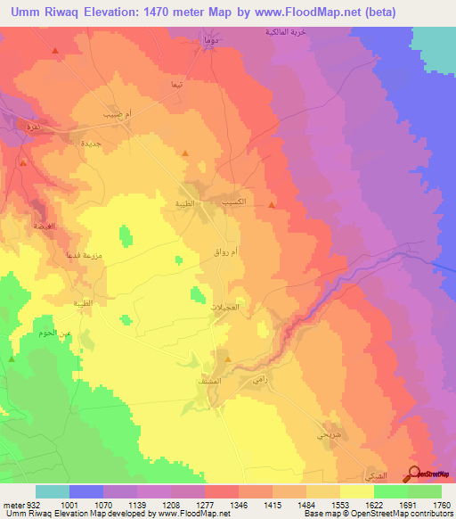 Umm Riwaq,Syria Elevation Map