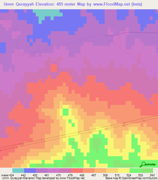 Umm Qurayyah,Syria Elevation Map