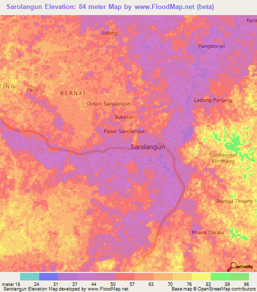 Sarolangun,Indonesia Elevation Map