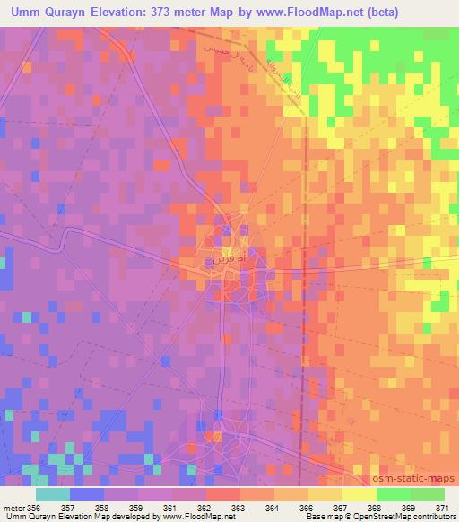 Umm Qurayn,Syria Elevation Map
