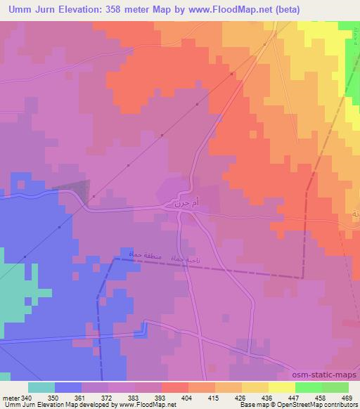 Umm Jurn,Syria Elevation Map