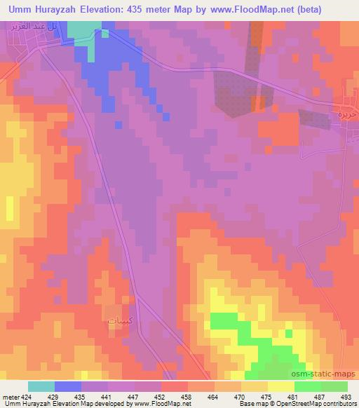 Umm Hurayzah,Syria Elevation Map