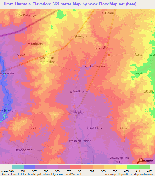 Umm Harmala,Syria Elevation Map