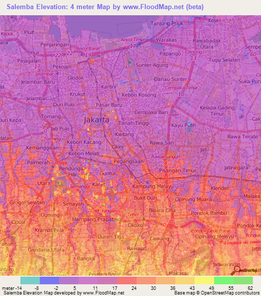 Salemba,Indonesia Elevation Map