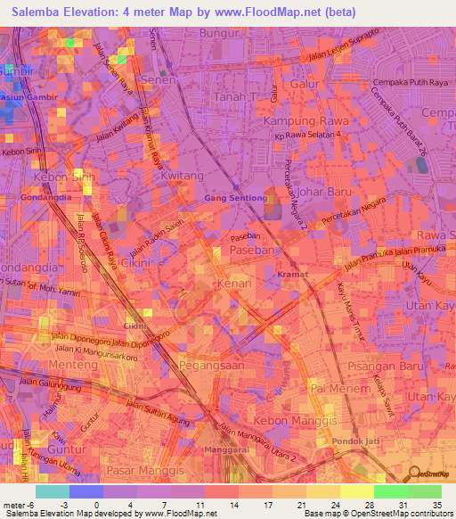 Salemba,Indonesia Elevation Map