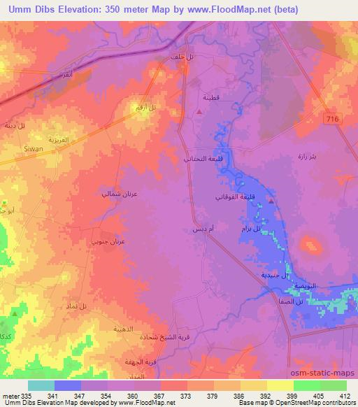 Umm Dibs,Syria Elevation Map