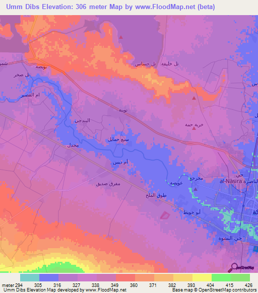 Umm Dibs,Syria Elevation Map