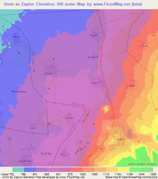 Umm az Zaytun,Syria Elevation Map