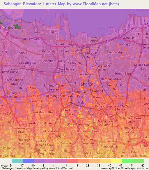 Sabangan,Indonesia Elevation Map