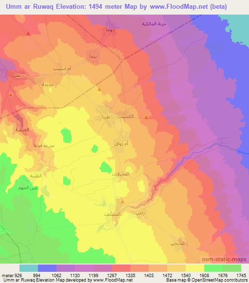 Umm ar Ruwaq,Syria Elevation Map