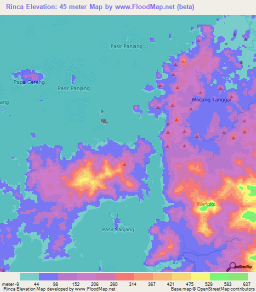 Rinca,Indonesia Elevation Map