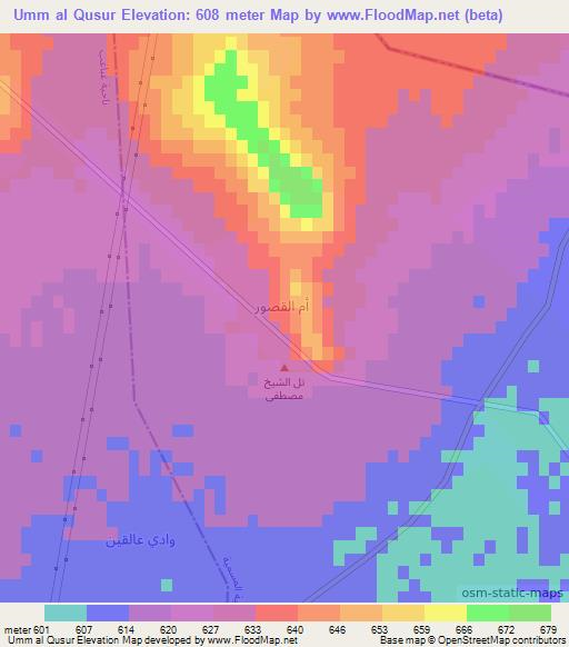 Umm al Qusur,Syria Elevation Map