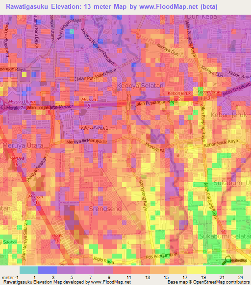 Rawatigasuku,Indonesia Elevation Map