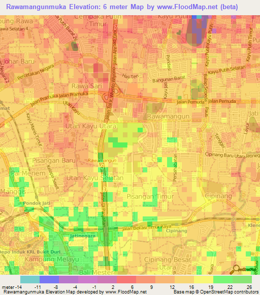 Rawamangunmuka,Indonesia Elevation Map