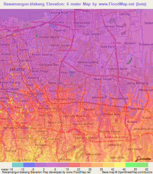 Rawamangun-blakang,Indonesia Elevation Map