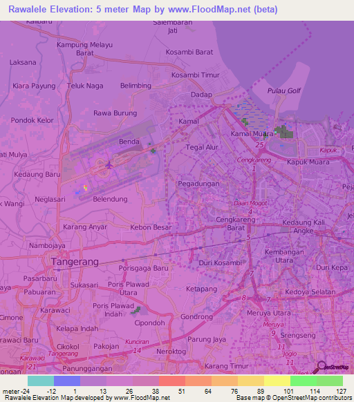 Rawalele,Indonesia Elevation Map