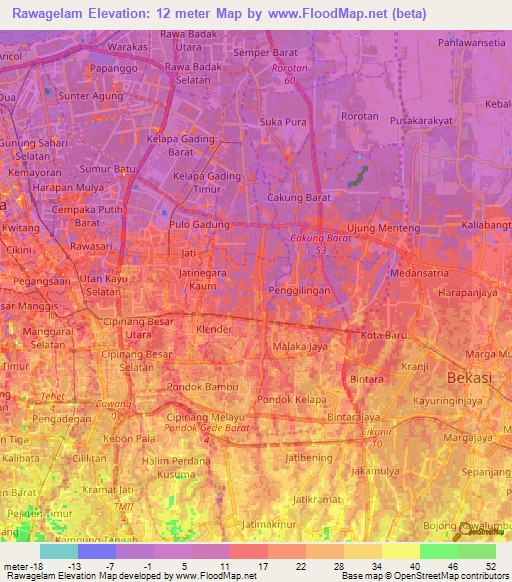 Rawagelam,Indonesia Elevation Map
