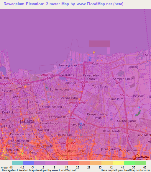 Rawagelam,Indonesia Elevation Map