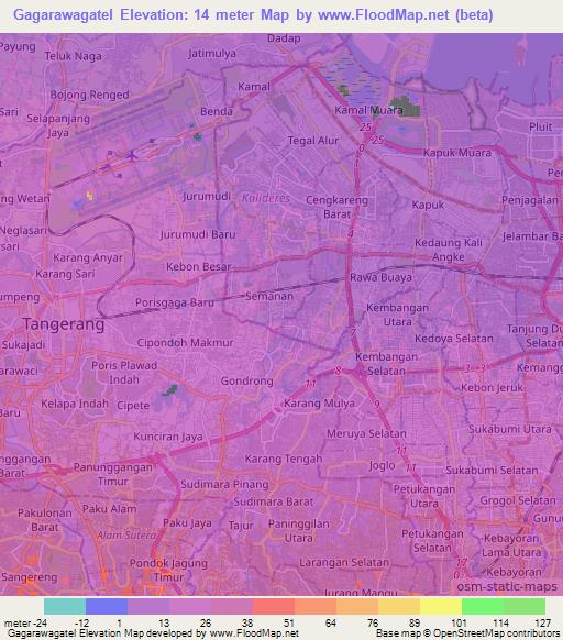 Gagarawagatel,Indonesia Elevation Map