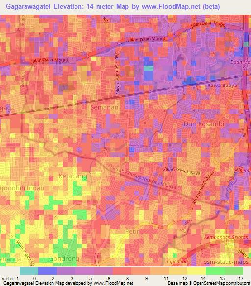 Gagarawagatel,Indonesia Elevation Map
